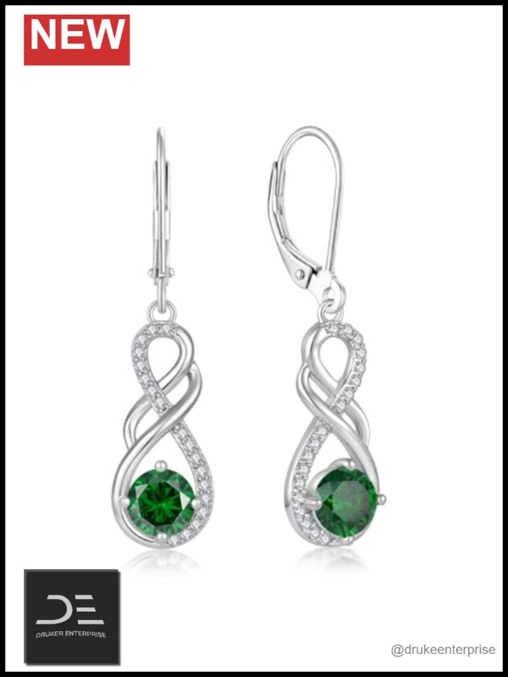 S925 Sterling Silver Infinity Dangle Drop Earrings Cubic Zirconia Birthstone